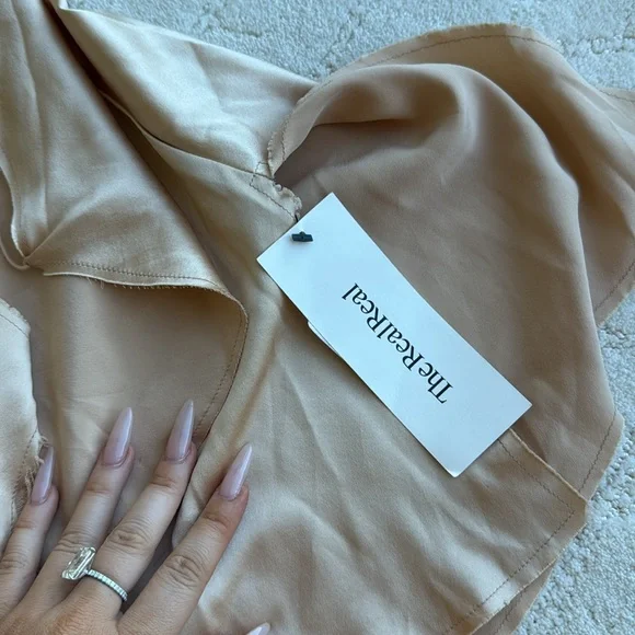 ARE YOU AM I Nude Silk Dress - Picture 4 of 4